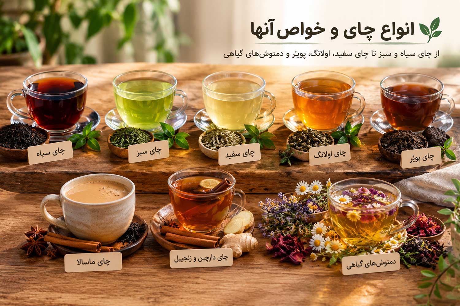 معرفی انواع چای و خواص آنها؛ راهنمای کامل انتخاب بهترین چای