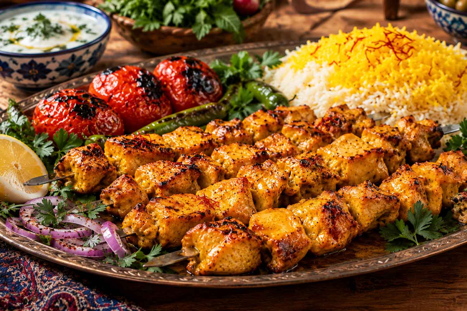 دستور پخت جوجه کباب زعفرانی رستورانی