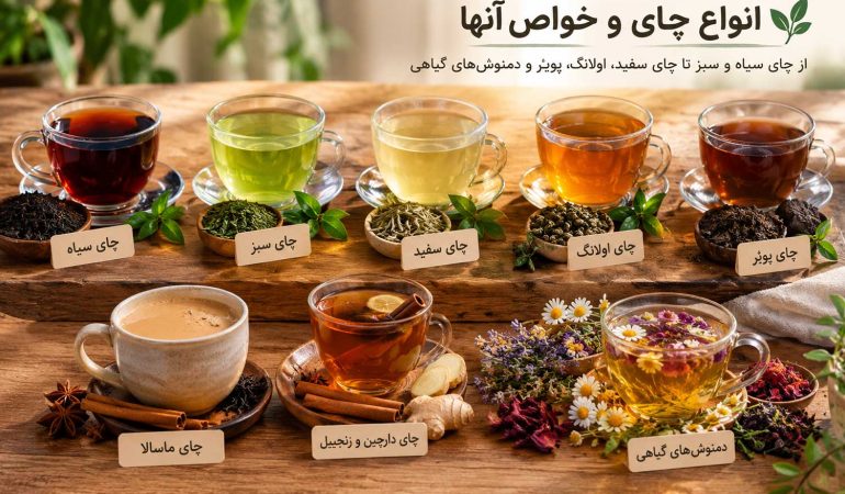 معرفی انواع چای و خواص آنها؛ راهنمای کامل انتخاب بهترین چای